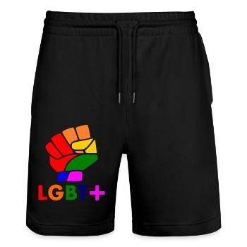 Lgbt - Stanley/Stella Unisex Bio Joggingshorts Trainer  - Schwarz - Vorne - Nik (191cm) & Marisol (170cm)