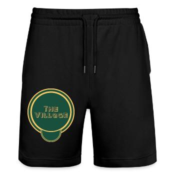 Retro - Stanley/Stella Unisex Bio Joggingshorts Trainer  - Schwarz - Vorne - Nik (191cm) & Marisol (170cm)