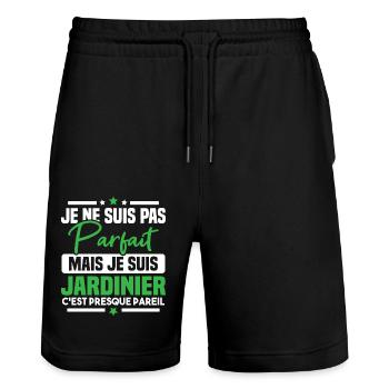 Pas parfait mais je suis jardinier - Short de jogging bio TRAINER Stanley/Stella unisexe - noir - Devant - Nik (191cm) & Marisol (170cm)