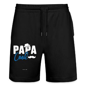 Papa cool personnalisés - Short de jogging bio TRAINER Stanley/Stella unisexe - noir - Devant - Nik (191cm) & Marisol (170cm)