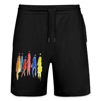 friends - Familie - Stanley/Stella Unisex Bio Joggingshorts Trainer  - Schwarz - Vorne - Nik (191cm) & Marisol (170cm)