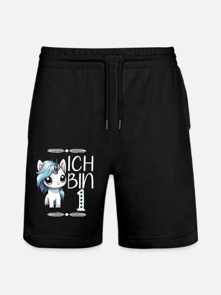 Einhorn Ich Bin 1 - Stanley/Stella Unisex Bio Joggingshorts Trainer  - Schwarz