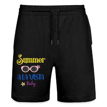 Summer Holidays - Summer Vibes - Stanley/Stella Trainer Unisex Organic Jogging Shorts - black - Front - Nik (191cm) & Marisol (170cm)