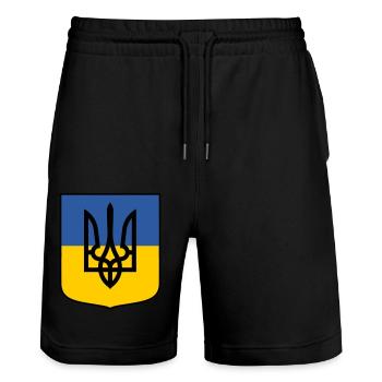 Ukraine - Short de jogging bio TRAINER Stanley/Stella unisexe - noir - Devant - Nik (191cm) & Marisol (170cm)