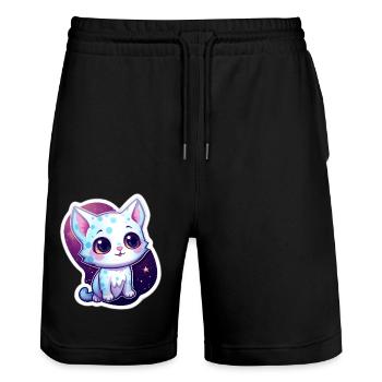 "Purrrfect Space Dreams" - Stanley/Stella Unisex Bio Joggingshorts Trainer  - Schwarz - Vorne - Nik (191cm) & Marisol (170cm)