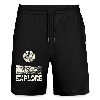 Black And White Hand Drawn Cosmic - Stanley/Stella Unisex Bio Joggingshorts Trainer  - Schwarz - Vorne - Nik (191cm) & Marisol (170cm)