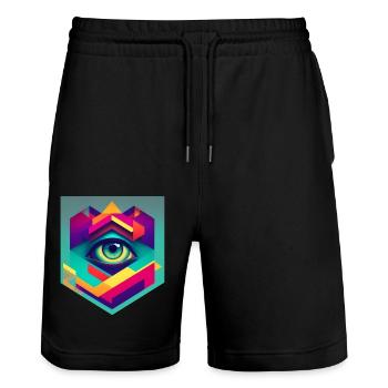 Retro 2 cut - Stanley/Stella Unisex Bio Joggingshorts Trainer  - Schwarz - Vorne - Nik (191cm) & Marisol (170cm)