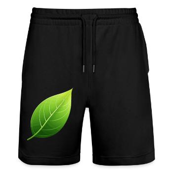 green leaf - nature conservation - Stanley/Stella Trainer Unisex Organic Jogging Shorts - black - Front - Nik (191cm) & Marisol (170cm)