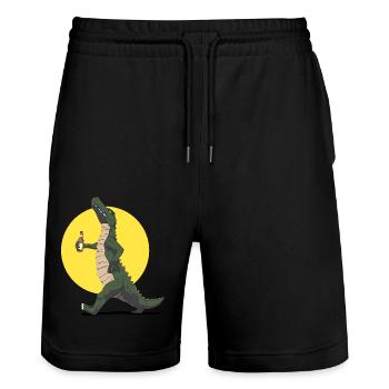 Beer Crocodile Loco Animal Squad - Short de jogging bio TRAINER Stanley/Stella unisexe - noir - Devant - Nik (191cm) & Marisol (170cm)