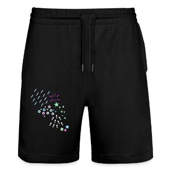 Motif, abstrait, rétro, vintage, années 90 - Short de jogging bio TRAINER Stanley/Stella unisexe - noir - Devant - Nik (191cm) & Marisol (170cm)