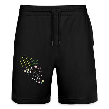Motif, abstrait, rétro, vintage, années 90 - Short de jogging bio TRAINER Stanley/Stella unisexe - noir - Devant - Nik (191cm) & Marisol (170cm)