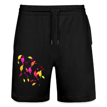 Autumn, Autumn Leaves, Autumn Leaves, Leaves - Stanley/Stella Trainer Unisex Organic Jogging Shorts - black - Front - Nik (191cm) & Marisol (170cm)