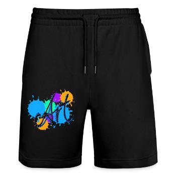 Art, typo, Art, Couleurs, Peinture - Short de jogging bio TRAINER Stanley/Stella unisexe - noir - Devant - Nik (191cm) & Marisol (170cm)