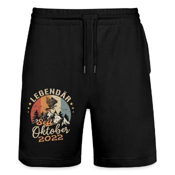 Legendär seit Oktober 2022 - 2022 - Stanley/Stella Unisex Bio Joggingshorts Trainer  - Schwarz - Vorne - Nik (191cm) & Marisol (170cm)