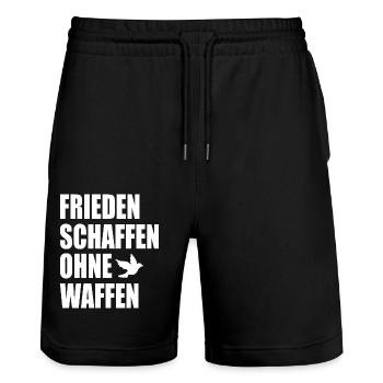 Frieden schaffen ohne waffen - Stanley/Stella Unisex Bio Joggingshorts Trainer  - Schwarz - Vorne - Nik (191cm) & Marisol (170cm)