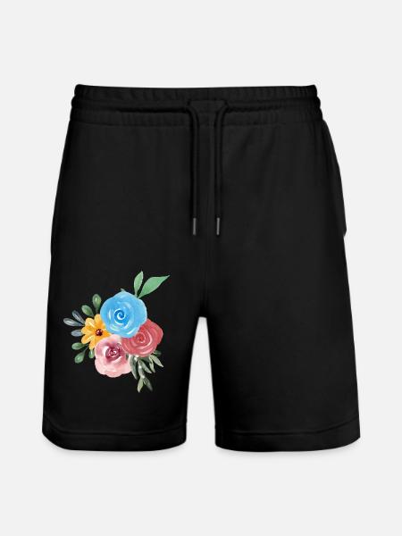 Einfache Aquarellblumen - Stanley/Stella Unisex Bio Joggingshorts Trainer - Schwarz