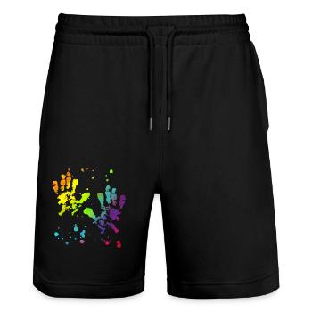 Bunte Hände, Hände, bunt, LGBT - Stanley/Stella Unisex Bio Joggingshorts Trainer  - Schwarz - Vorne - Nik (191cm) & Marisol (170cm)