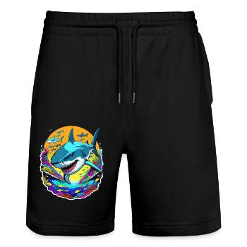 Hai - Stanley/Stella Unisex Bio Joggingshorts Trainer  - Schwarz - Vorne - Nik (191cm) & Marisol (170cm)