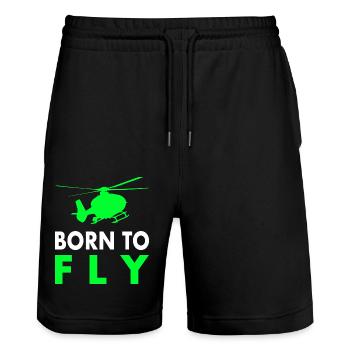 Heikopter Spruch Geschenkidee Geschenk - Stanley/Stella Unisex Bio Joggingshorts Trainer  - Schwarz - Vorne - Nik (191cm) & Marisol (170cm)