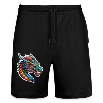 Asian Dragon - Japan - Chinese - Stanley/Stella Trainer Unisex Organic Jogging Shorts - black - Front - Nik (191cm) & Marisol (170cm)