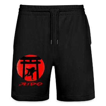 Judo - Short de jogging bio TRAINER Stanley/Stella unisexe - noir - Devant - Nik (191cm) & Marisol (170cm)