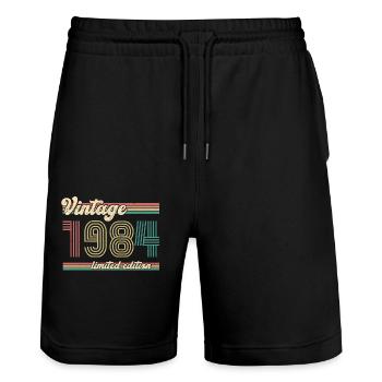 1984 ST Vintage édition limitée - Anniversaire 1984 - Short de jogging bio TRAINER Stanley/Stella unisexe - noir - Devant - Nik (191cm) & Marisol (170cm)