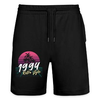 1994 SW style rétro - 1994 cadeau d’anniversaire - Short de jogging bio TRAINER Stanley/Stella unisexe - noir - Devant - Nik (191cm) & Marisol (170cm)
