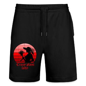 Crazy plant lady, passionate gardener - Stanley/Stella Trainer Unisex Organic Jogging Shorts - black - Front - Nik (191cm) & Marisol (170cm)
