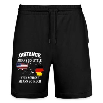 Distance Means So Little When Someone Means Much - Stanley/Stella Trainer Unisex Organic Jogging Shorts - black - Front - Nik (191cm) & Marisol (170cm)