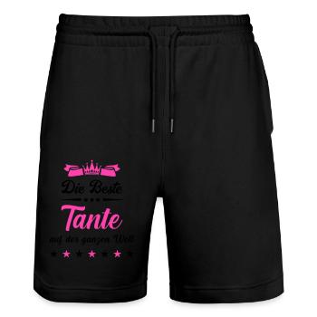 beste tante auf der welt - Stanley/Stella Unisex Bio Joggingshorts Trainer  - Schwarz - Vorne - Nik (191cm) & Marisol (170cm)