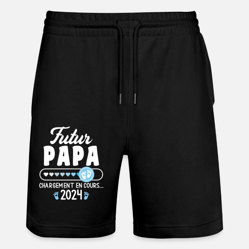 Isä on 2024 Isä käynnissä Raskausilmoitus - Stanley/Stella Trainer unisex luomu-collegeshortsit - musta