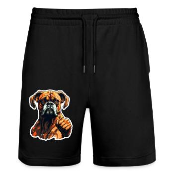 Boxer drôle - Short de jogging bio TRAINER Stanley/Stella unisexe - noir - Devant - Nik (191cm) & Marisol (170cm)