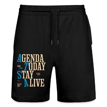 Agenda von heute, auf dem Paintballfeld am Leben bleiben - Stanley/Stella Unisex Bio Joggingshorts Trainer  - Schwarz - Vorne - Nik (191cm) & Marisol (170cm)