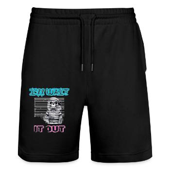 I'll wait it out - Stanley/Stella Trainer Unisex Organic Jogging Shorts - black - Front - Nik (191cm) & Marisol (170cm)