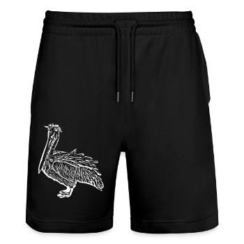 Pelikane Vogel Vögel Pelecanus - Stanley/Stella Unisex Bio Joggingshorts Trainer  - Schwarz - Vorne - Nik (191cm) & Marisol (170cm)