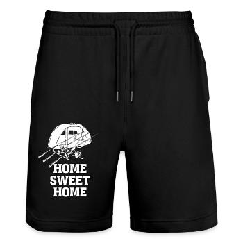 Home sweet Carp Carphunters Karpfen Karpfenangler - Stanley/Stella Unisex Bio Joggingshorts Trainer  - Schwarz - Vorne - Nik (191cm) & Marisol (170cm)