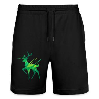 Green unicorn deer - Stanley/Stella Trainer Unisex Organic Jogging Shorts - black - Front - Nik (191cm) & Marisol (170cm)