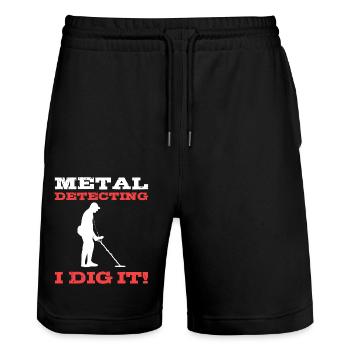 Metalldetektor - Stanley/Stella Unisex Bio Joggingshorts Trainer  - Schwarz - Vorne - Nik (191cm) & Marisol (170cm)