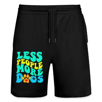 Weniger Menschen mehr Hunde - Stanley/Stella Unisex Bio Joggingshorts Trainer  - Schwarz - Vorne - Nik (191cm) & Marisol (170cm)
