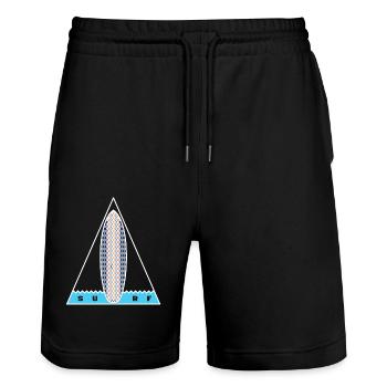 Surf-Dreieck (weiße Umrandung) - Stanley/Stella Unisex Bio Joggingshorts Trainer  - Schwarz - Vorne - Nik (191cm) & Marisol (170cm)