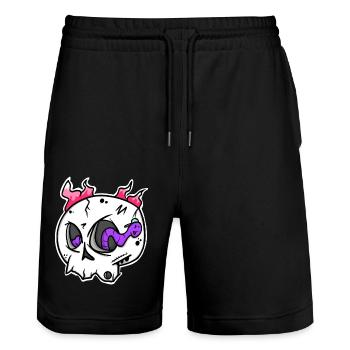 Skull & Worm: Colorful skull with a twist! - Stanley/Stella Trainer Unisex Organic Jogging Shorts - black - Front - Nik (191cm) & Marisol (170cm)