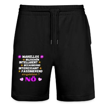Makellos, Bildschön, Intelligent, Bezaubernd - Stanley/Stella Unisex Bio Joggingshorts Trainer  - Schwarz - Vorne - Nik (191cm) & Marisol (170cm)