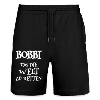 Retter Bobbi - Stanley/Stella Unisex Bio Joggingshorts Trainer  - Schwarz - Vorne - Nik (191cm) & Marisol (170cm)