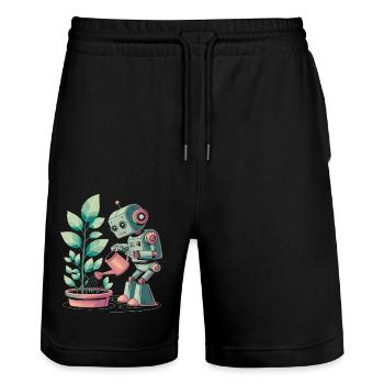 Robot qui arrose des plantes - Short de jogging bio TRAINER Stanley/Stella unisexe - noir - Devant - Nik (191cm) & Marisol (170cm)