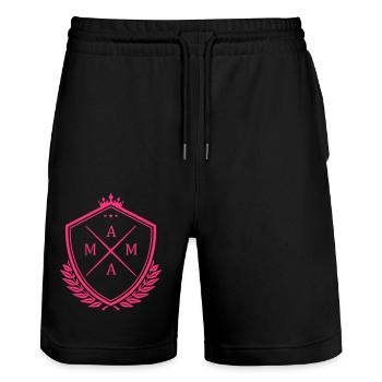 Mom Crest - Stanley/Stella Trainer Unisex Organic Jogging Shorts - black - Front - Nik (191cm) & Marisol (170cm)