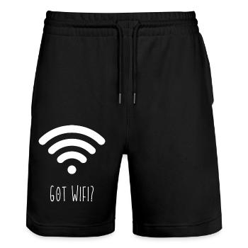 Haben Sie WLAN? - Stanley/Stella Unisex Bio Joggingshorts Trainer  - Schwarz - Vorne - Nik (191cm) & Marisol (170cm)