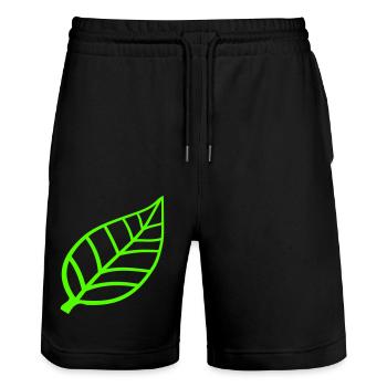 Small Pretty Leaf Green Eco Tree Leaves - Stanley/Stella Trainer Unisex Organic Jogging Shorts - black - Front - Nik (191cm) & Marisol (170cm)