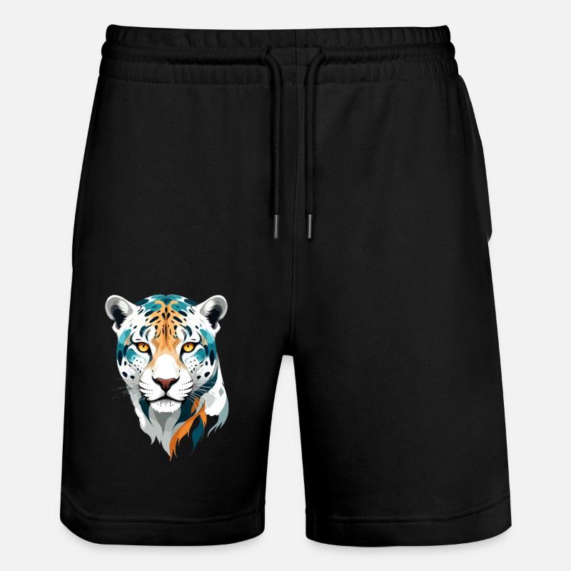 Leopard Vektor Kunst Lebendige Farben Illustration - Stanley/Stella Unisex Bio Joggingshorts Trainer  - Schwarz