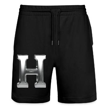 Chrome ,, H " Metallic - Stanley/Stella Unisex Bio Joggingshorts Trainer  - Schwarz - Vorne - Nik (191cm) & Marisol (170cm)
