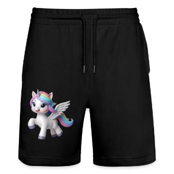 Einhorn 2 - Stanley/Stella Unisex Bio Joggingshorts Trainer  - Schwarz - Vorne - Nik (191cm) & Marisol (170cm)